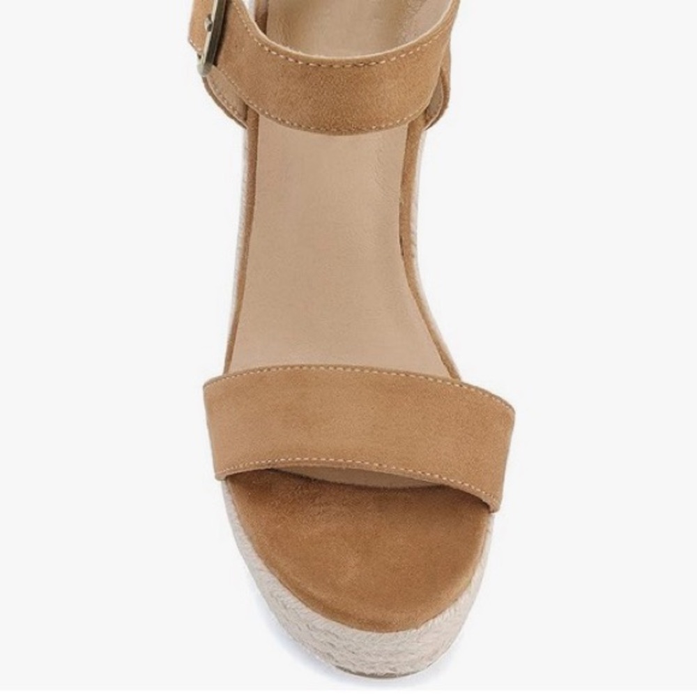 Women's Tan Wedge Sandals - Picture 4 of 9